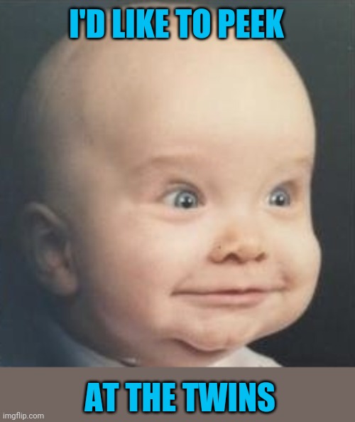 Baby Eisenhower | I'D LIKE TO PEEK AT THE TWINS | image tagged in baby eisenhower | made w/ Imgflip meme maker