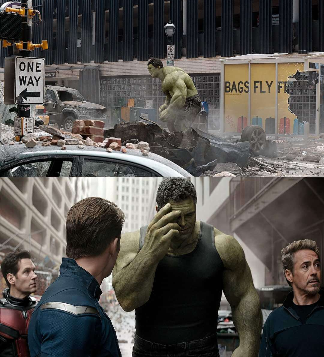 hulk avergonzándose de su pasado Blank Meme Template