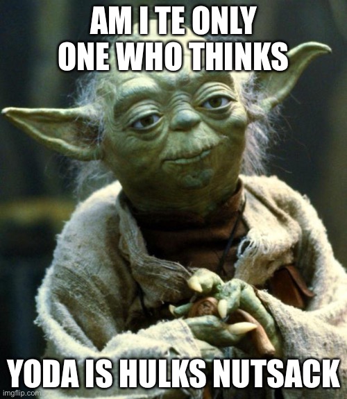 Star Wars Yoda | AM I TE ONLY ONE WHO THINKS; YODA IS HULKS NUTSACK | image tagged in memes,star wars yoda | made w/ Imgflip meme maker