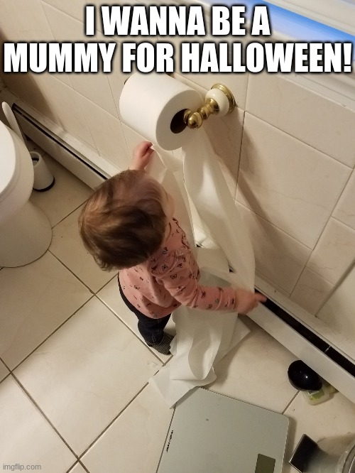 You need much more toilet paper then that boy | I WANNA BE A MUMMY FOR HALLOWEEN! | image tagged in not my problem | made w/ Imgflip meme maker