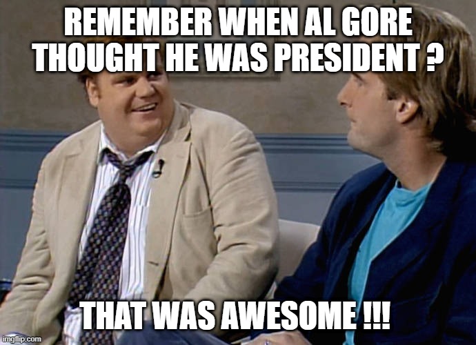 Remember that time | REMEMBER WHEN AL GORE THOUGHT HE WAS PRESIDENT ? THAT WAS AWESOME !!! | image tagged in remember that time | made w/ Imgflip meme maker