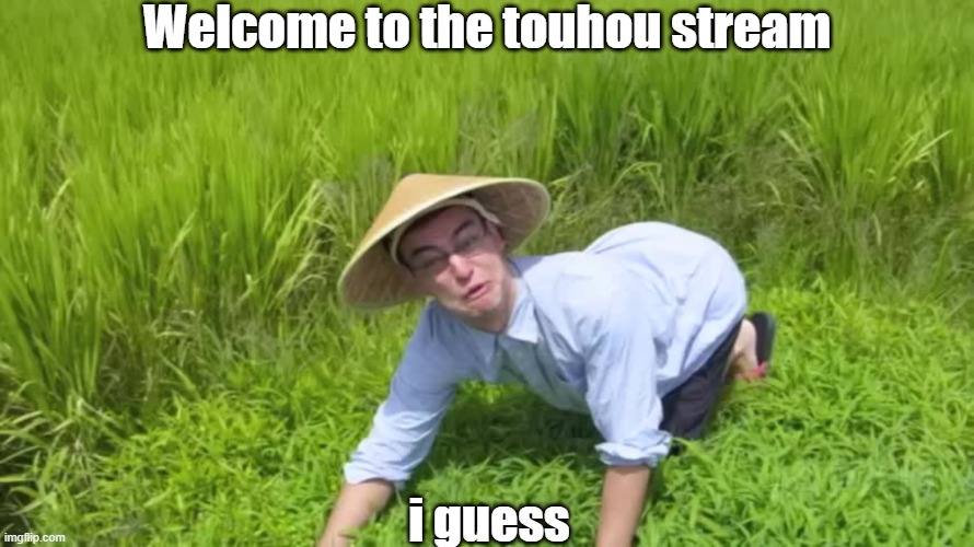 A message to Touhou/Bullet Hell/Doujin Game fans: | Welcome to the touhou stream; i guess | image tagged in welcome to the rice fields,meme stream,touhou,not really a meme | made w/ Imgflip meme maker