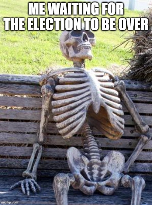 Waiting Skeleton | ME WAITING FOR THE ELECTION TO BE OVER | image tagged in memes,waiting skeleton | made w/ Imgflip meme maker