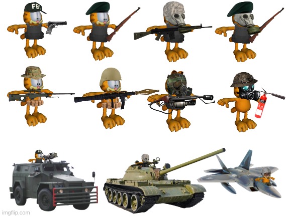 The Soldiers of the G.D.F | image tagged in garfield,defense,force | made w/ Imgflip meme maker