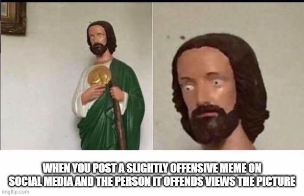 Oh sh*t.... | WHEN YOU POST A SLIGHTLY OFFENSIVE MEME ON SOCIAL MEDIA AND THE PERSON IT OFFENDS VIEWS THE PICTURE | image tagged in funny | made w/ Imgflip meme maker