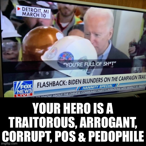 YOUR HERO IS A TRAITOROUS, ARROGANT,
CORRUPT, POS & PEDOPHILE | made w/ Imgflip meme maker