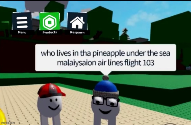 who lives in the pineapple under the sea? MALAYSIAN AIR LINES FLIGHT 103 | image tagged in malaysian flight 103 | made w/ Imgflip meme maker