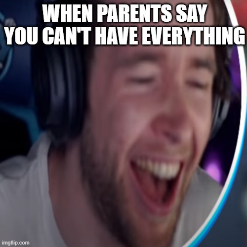 FUN | WHEN PARENTS SAY YOU CAN'T HAVE EVERYTHING | image tagged in funny memes,dantdm | made w/ Imgflip meme maker