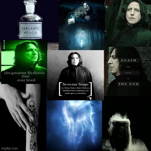 Severus Snape Aesthetic Collage | image tagged in severus snape,slytherin,harry potter,fun | made w/ Imgflip meme maker