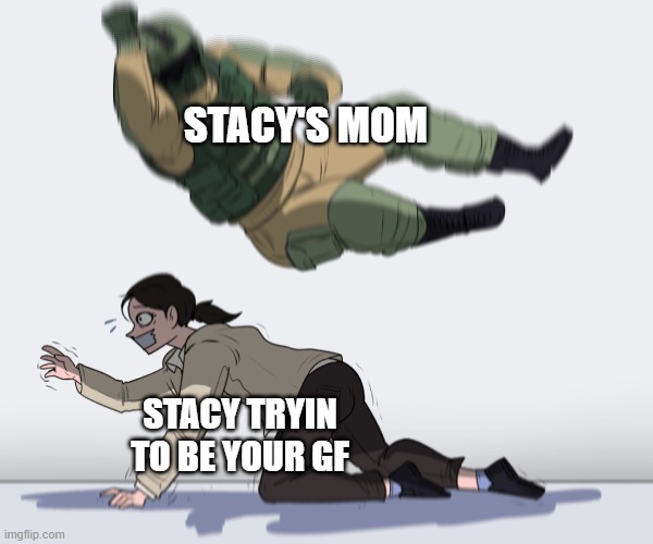 STACY"S MOM HAS GOT IT GOING ON,SHE'S ALL I WANT AND I'VE WAITED FOR SO LONG... |  STACY'S MOM; STACY TRYIN TO BE YOUR GF | image tagged in rainbow six - fuze the hostage | made w/ Imgflip meme maker