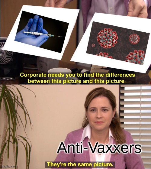 Anti-Vaxxers in a nutshell | Anti-Vaxxers | image tagged in memes,they're the same picture | made w/ Imgflip meme maker