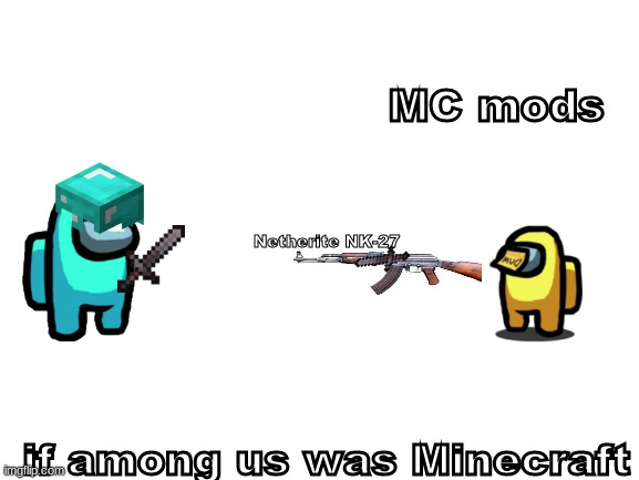 Among us but Minecraft | MC mods; Netherite NK-27; if among us was Minecraft | image tagged in blank white template | made w/ Imgflip meme maker