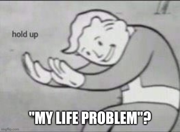 Fallout Hold Up | "MY LIFE PROBLEM"? | image tagged in fallout hold up | made w/ Imgflip meme maker