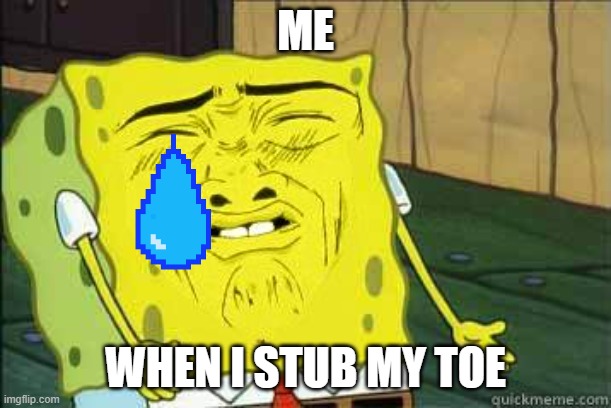 Sponge bob | ME; WHEN I STUB MY TOE | image tagged in sponge bob | made w/ Imgflip meme maker