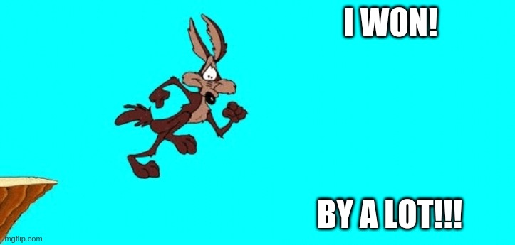 Wile E Coyoted | I WON! BY A LOT!!! | image tagged in election 2020 | made w/ Imgflip meme maker