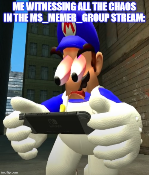 Please stop people.... | ME WITNESSING ALL THE CHAOS IN THE MS_MEMER_GROUP STREAM: | image tagged in smg4 reaction,smg4,imgflip,chaos | made w/ Imgflip meme maker