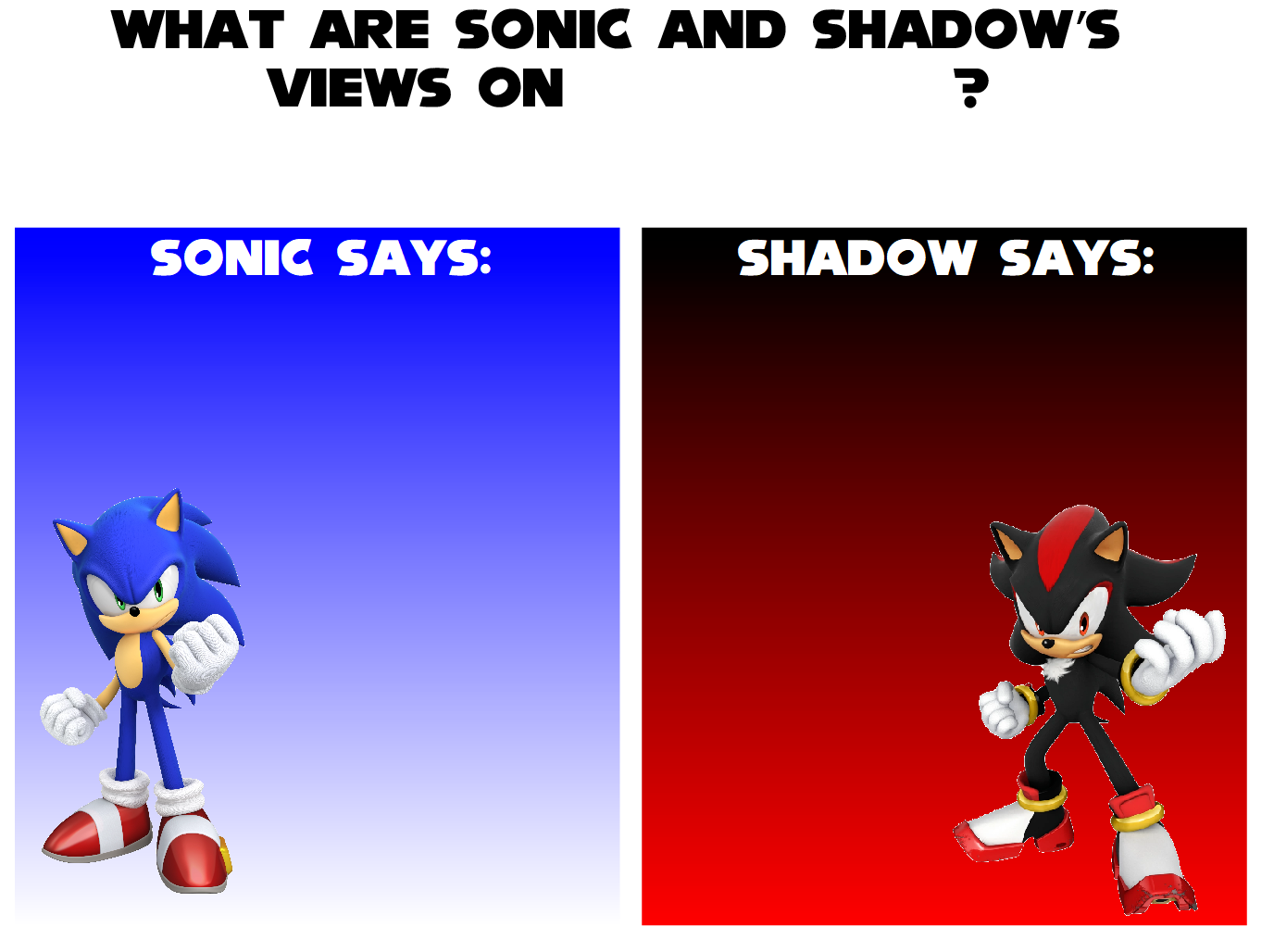 Sonic and shadow’s views on... Blank Meme Template