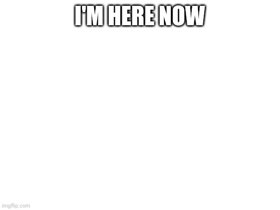 Blank White Template | I'M HERE NOW | image tagged in blank white template | made w/ Imgflip meme maker