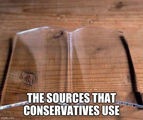 lol they never give their sources when asked | THE SOURCES THAT CONSERVATIVES USE | image tagged in glass book | made w/ Imgflip meme maker