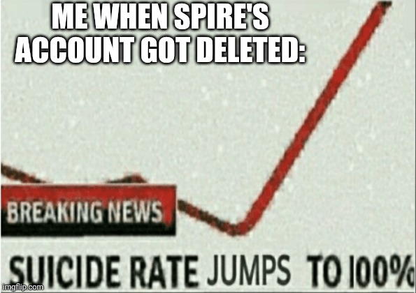 *Grabs the bleach* | ME WHEN SPIRE'S ACCOUNT GOT DELETED: | image tagged in suicide rate jumps to 100 | made w/ Imgflip meme maker