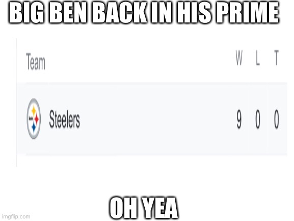 BIG BEN BACK IN HIS PRIME; OH YEA | image tagged in ben roethlisberger | made w/ Imgflip meme maker