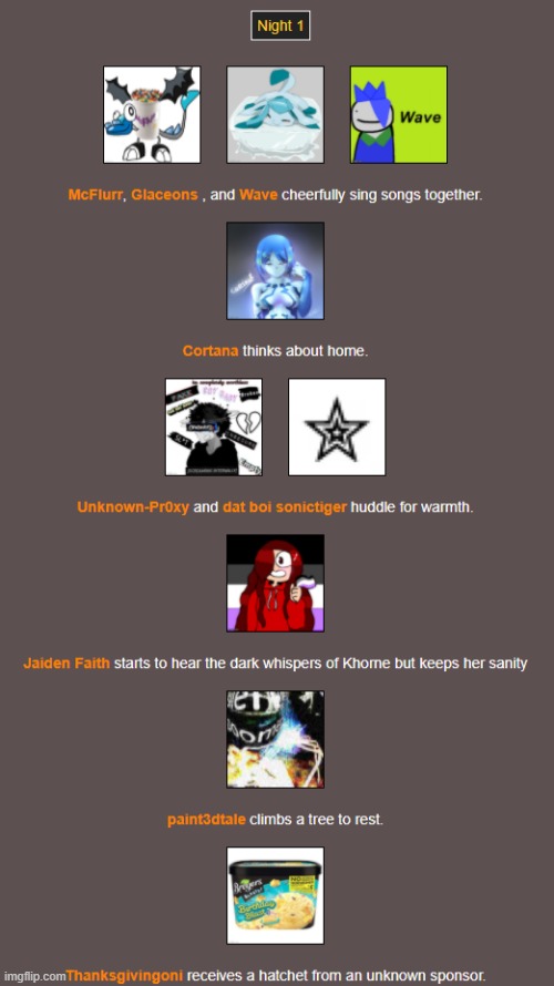 Night 1 (1) | image tagged in hunger games | made w/ Imgflip meme maker