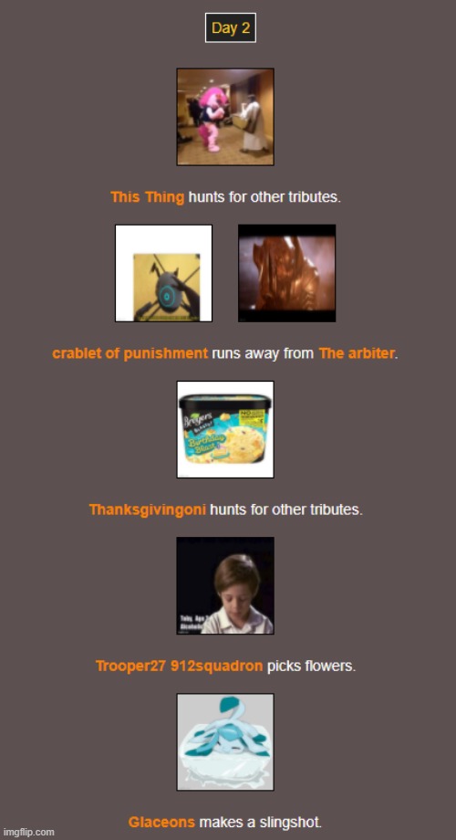 Day 2 (1) | image tagged in hunger games | made w/ Imgflip meme maker
