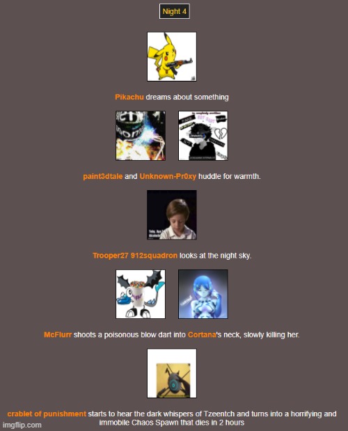 Night 4 (1) | image tagged in hunger games | made w/ Imgflip meme maker