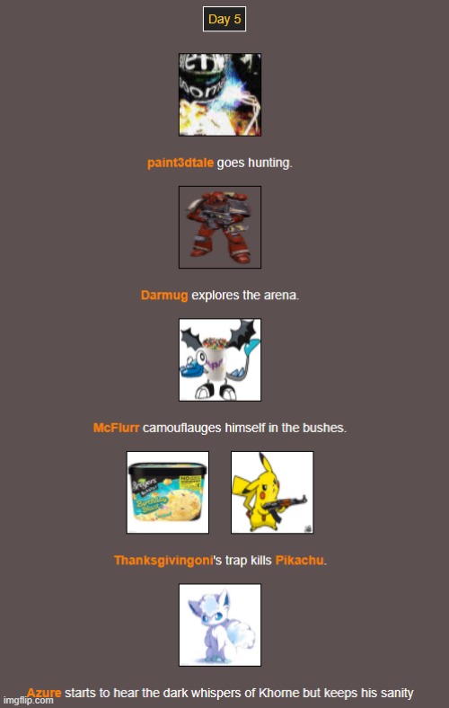 Day 5 (1) | image tagged in hunger games | made w/ Imgflip meme maker