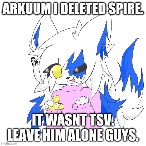 Just stop. | ARKUUM I DELETED SPIRE. IT WASNT TSV. LEAVE HIM ALONE GUYS. | image tagged in clear foooxo | made w/ Imgflip meme maker