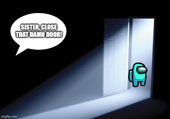 When I ask my sister to close the door | SISTER, CLOSE THAT DAMN DOOR! | image tagged in doors open | made w/ Imgflip meme maker