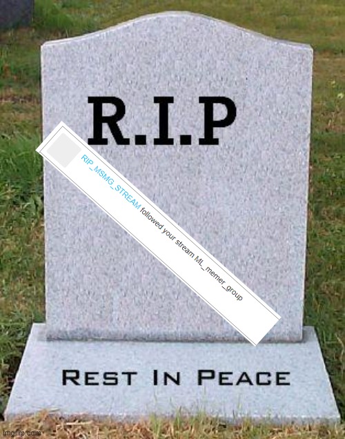 lol lookie who followed | image tagged in rip headstone | made w/ Imgflip meme maker