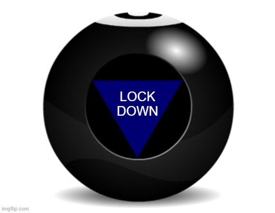 magic 8 ball | LOCK DOWN | image tagged in magic 8 ball | made w/ Imgflip meme maker