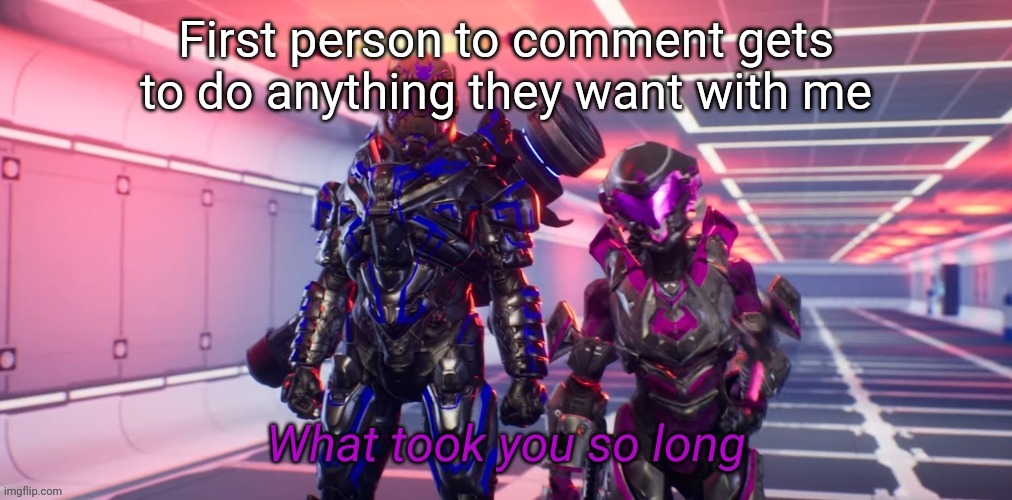 What took you so long | First person to comment gets to do anything they want with me | image tagged in what took you so long | made w/ Imgflip meme maker