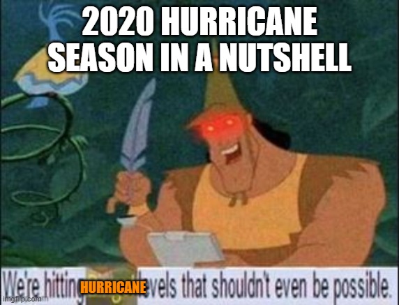 We're hitting bingo levels that shouldn't even be possible | 2020 HURRICANE SEASON IN A NUTSHELL; HURRICANE | image tagged in we're hitting bingo levels that shouldn't even be possible | made w/ Imgflip meme maker