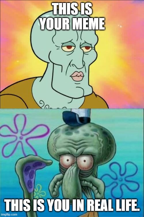 Squidward | THIS IS YOUR MEME; THIS IS YOU IN REAL LIFE. | image tagged in memes,squidward | made w/ Imgflip meme maker