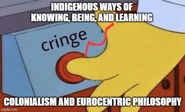 Aboriginal Philosophy | INDIGENOUS WAYS OF KNOWING, BEING, AND LEARNING; COLONIALISM AND EUROCENTRIC PHILOSOPHY | image tagged in memes | made w/ Imgflip meme maker