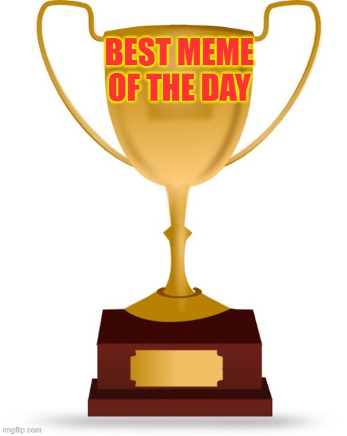 Blank Trophy | BEST MEME OF THE DAY | image tagged in blank trophy | made w/ Imgflip meme maker