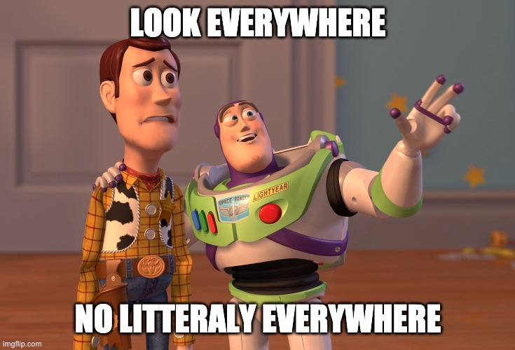 X, X Everywhere | LOOK EVERYWHERE; NO LITTERALY EVERYWHERE | image tagged in memes,x x everywhere | made w/ Imgflip meme maker