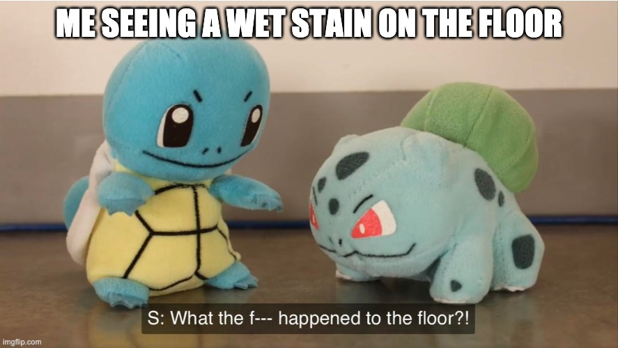 What the f**k Happened to the Floor?! | ME SEEING A WET STAIN ON THE FLOOR | image tagged in what the f k happened to the floor | made w/ Imgflip meme maker