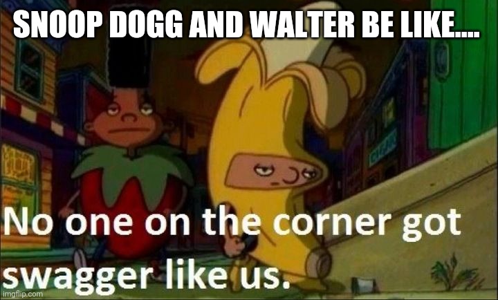 Hey Arnold no one in the corner got swagger like us | SNOOP DOGG AND WALTER BE LIKE.... | image tagged in hey arnold no one in the corner got swagger like us | made w/ Imgflip meme maker
