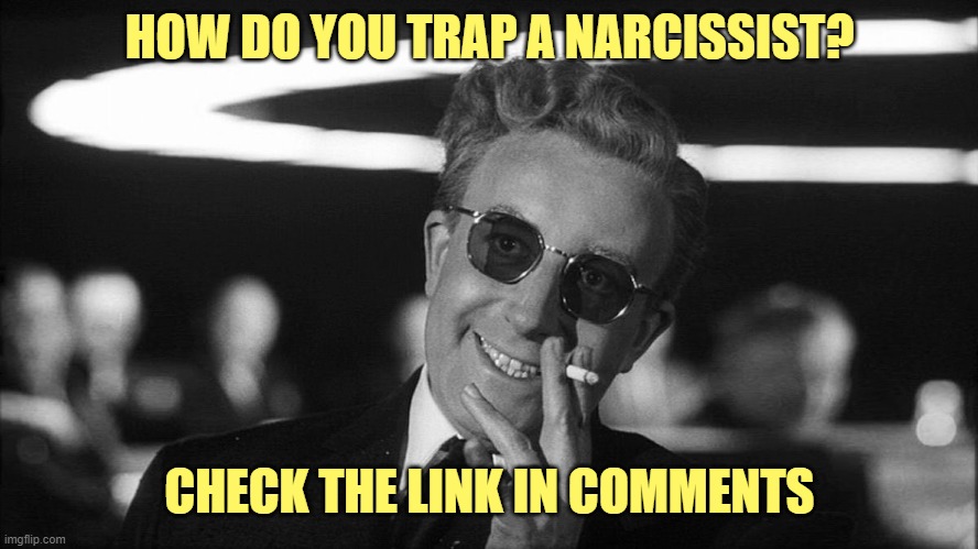 Class, this is how you do it. Just point to this from now on. | HOW DO YOU TRAP A NARCISSIST? CHECK THE LINK IN COMMENTS | image tagged in doctor strangelove says | made w/ Imgflip meme maker