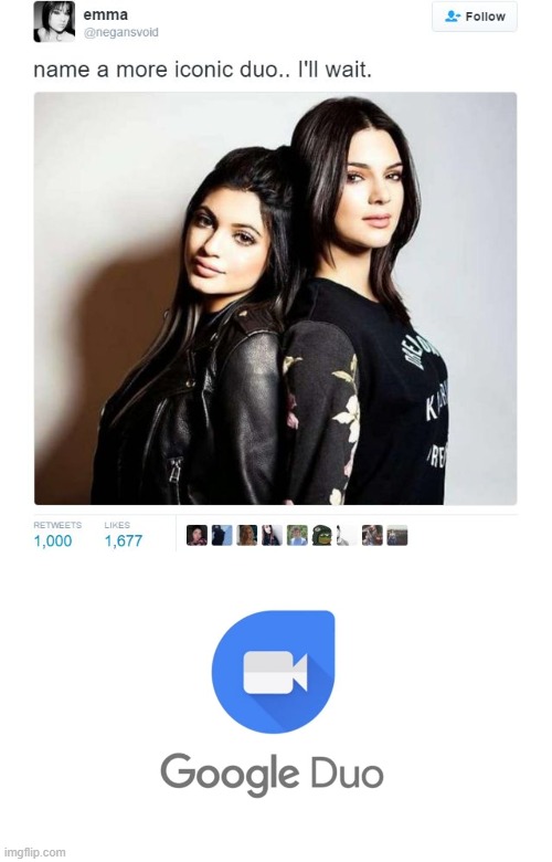 Iconic taken literally | image tagged in name a more iconic duo,memes,google,icon | made w/ Imgflip meme maker