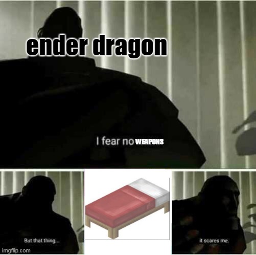 b e d | ender dragon; WEAPONS | image tagged in i fear no man | made w/ Imgflip meme maker