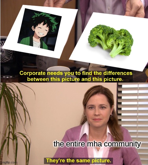 DEKUxBROCCOLI | the entire mha community | image tagged in memes,funny,lol so funny,mha | made w/ Imgflip meme maker