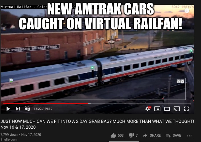 yayay! | NEW AMTRAK CARS CAUGHT ON VIRTUAL RAILFAN! | made w/ Imgflip meme maker