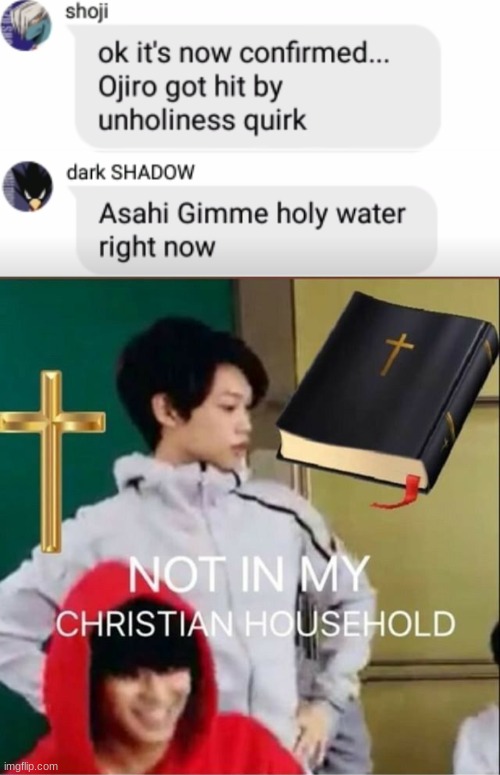 image tagged in not in my christian household | made w/ Imgflip meme maker