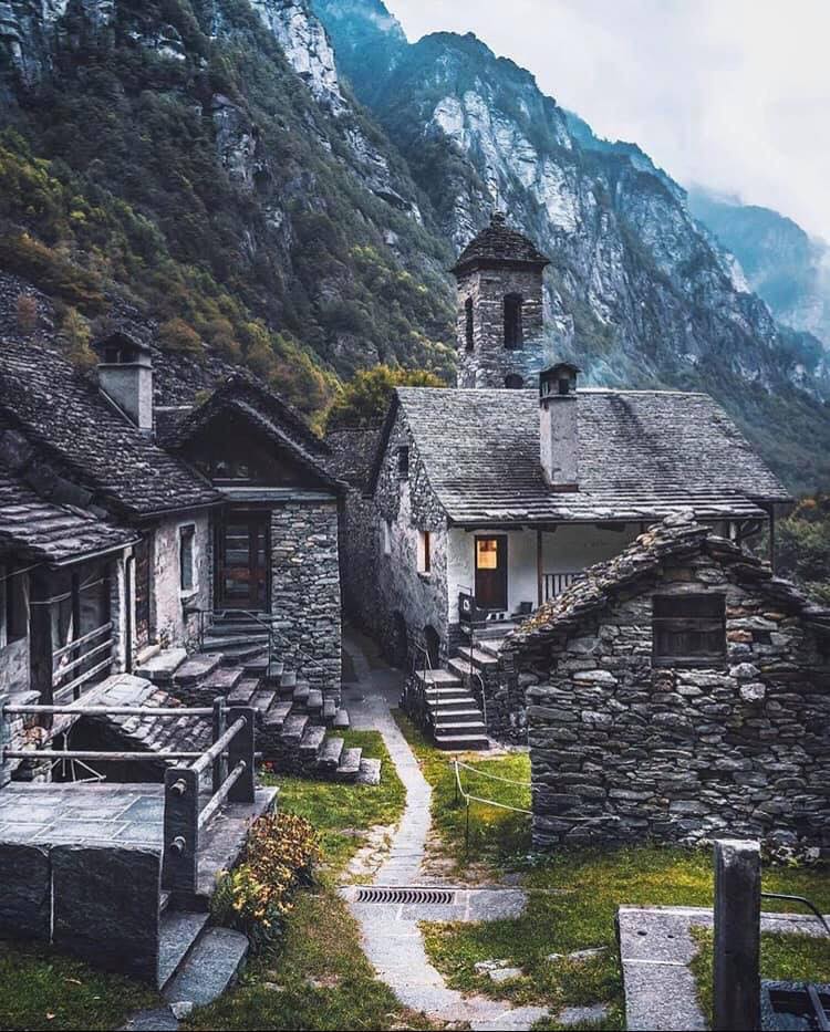 Stone houses in Switzerland Blank Meme Template