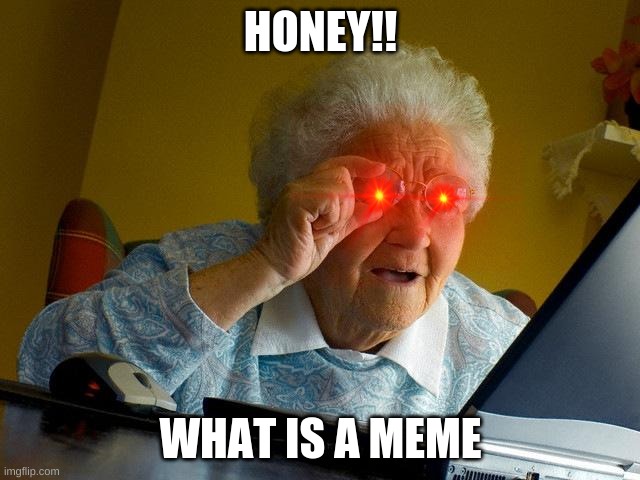 grandma makes memes | HONEY!! WHAT IS A MEME | image tagged in memes | made w/ Imgflip meme maker