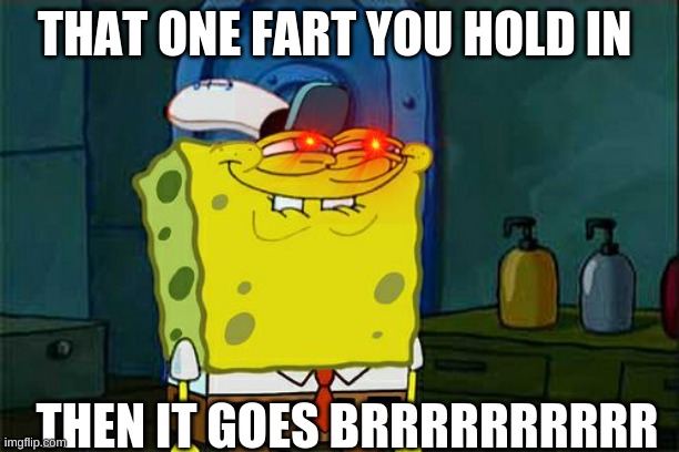 I have no title for this- | THAT ONE FART YOU HOLD IN; THEN IT GOES BRRRRRRRRRR | image tagged in memes,don't you squidward,mocking spongebob | made w/ Imgflip meme maker